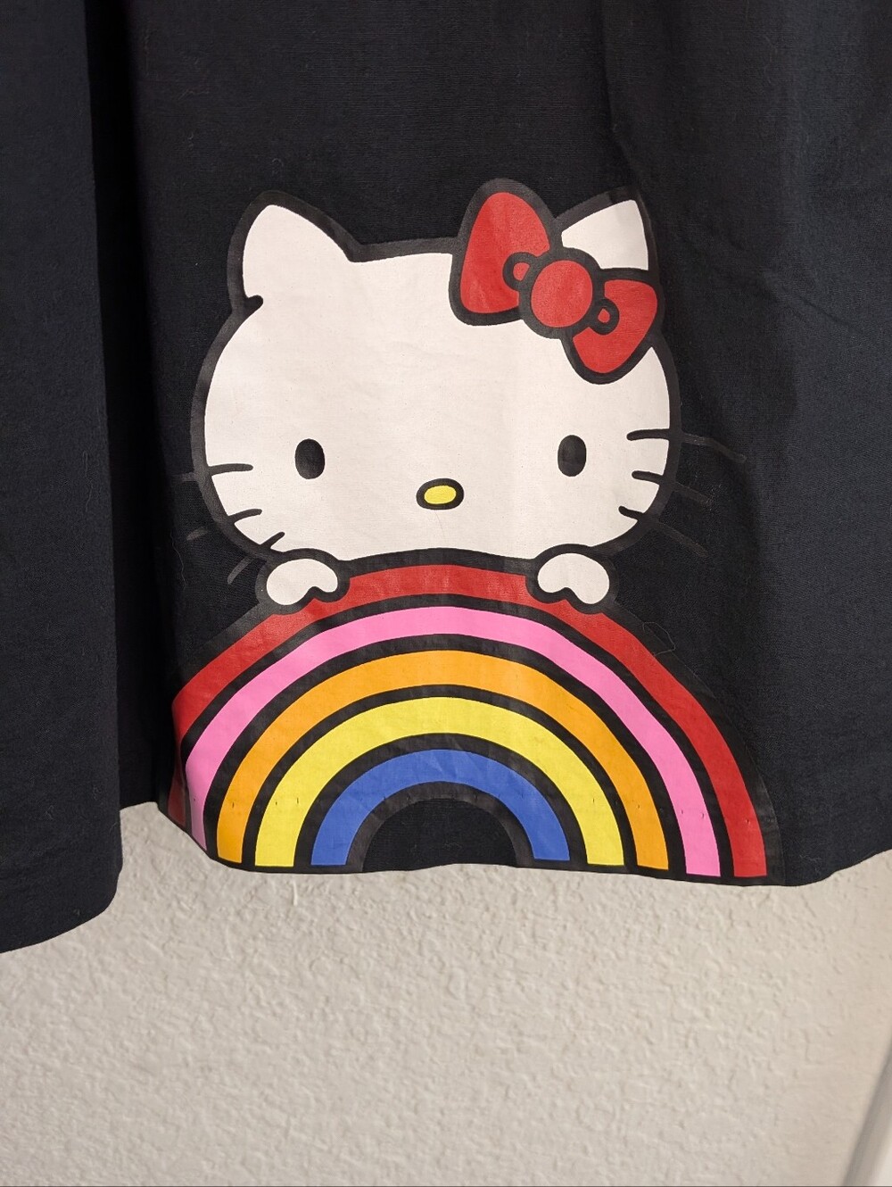 Modcloth For Hello Kitty A-Line Skirt L Pockets Side Zip Lightweight Black Retro - Picture 3 of 5